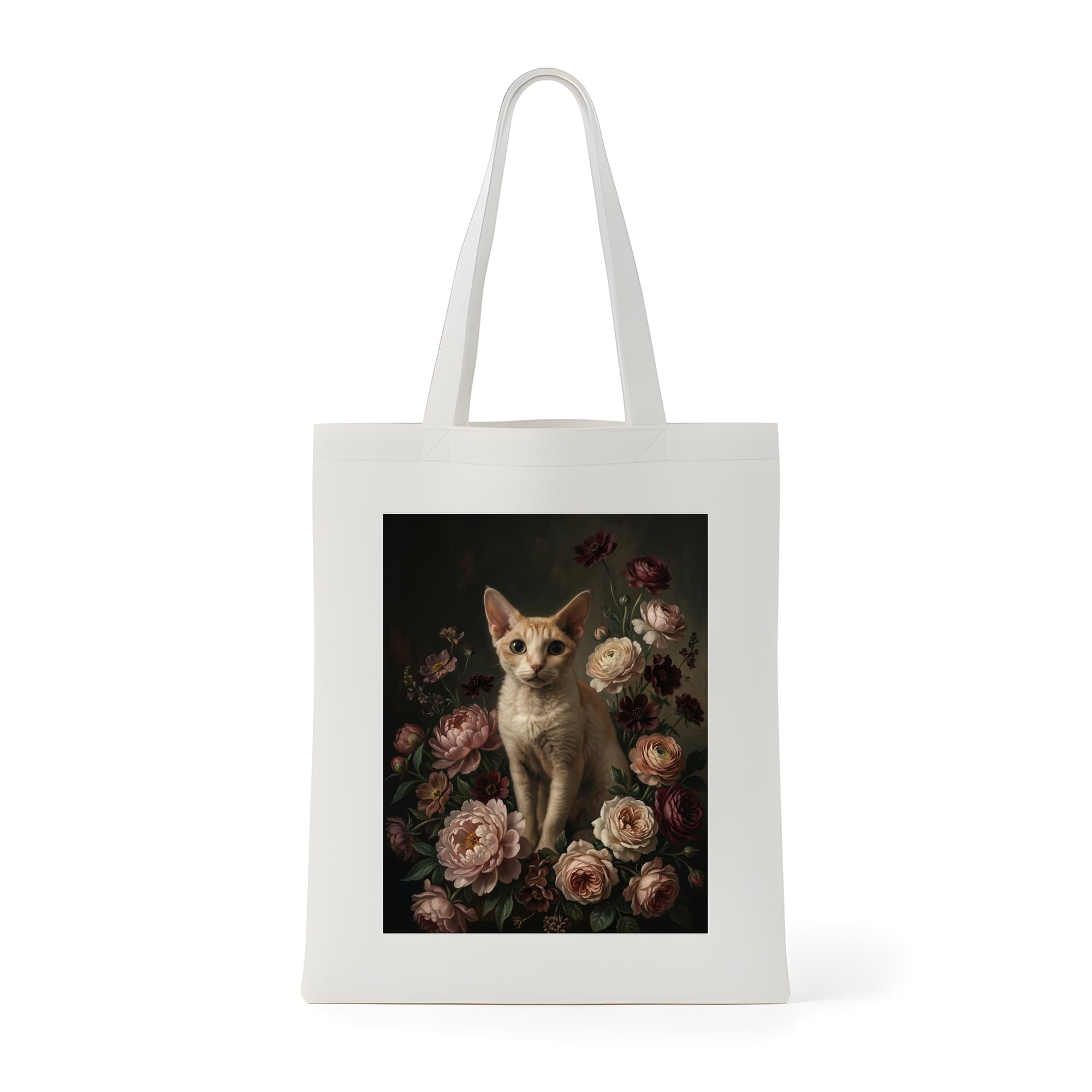 Devon Rex Floral Oil-Painting Floral Tote Bag