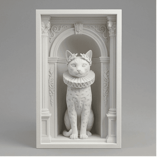 Ocicat Renaissance Portrait Booknook Diorama