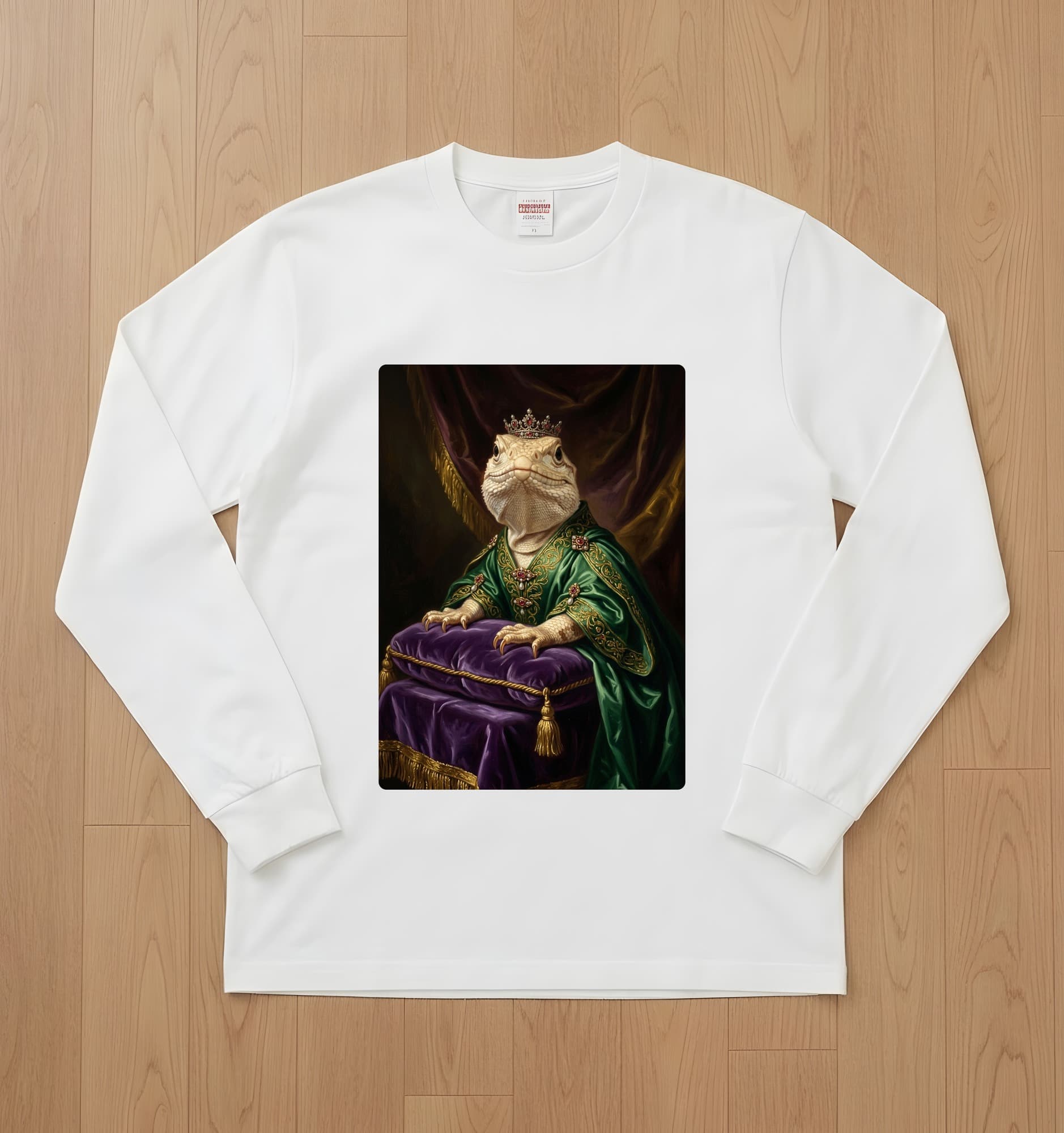 サバクイグアナのルネサンス肖像画長袖Tシャツ(ホワイト)
