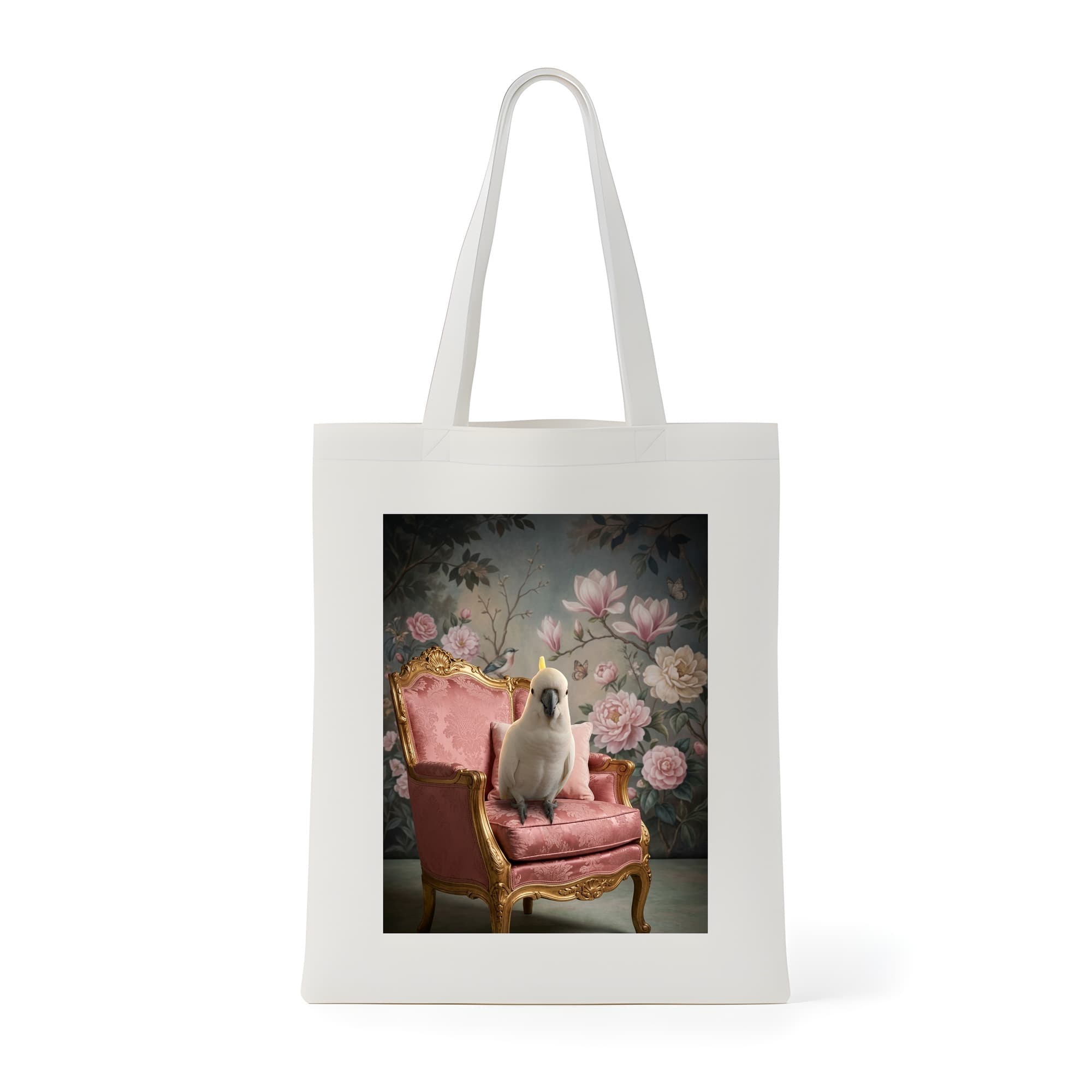 Umbrella Cockatoo Shabby Pink Oil-Painting Rococo Tote Bag