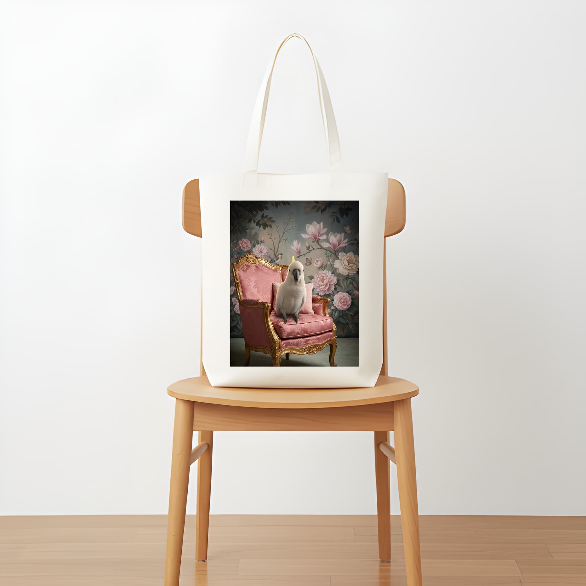 Umbrella Cockatoo Shabby Pink Oil-Painting Rococo Tote Bag 5