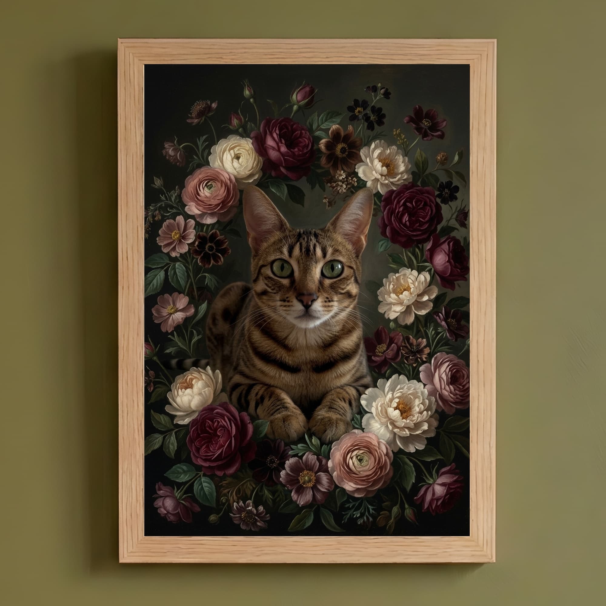 Ocicat Floral Oil-Painting Floral Framed Art Print (A4)