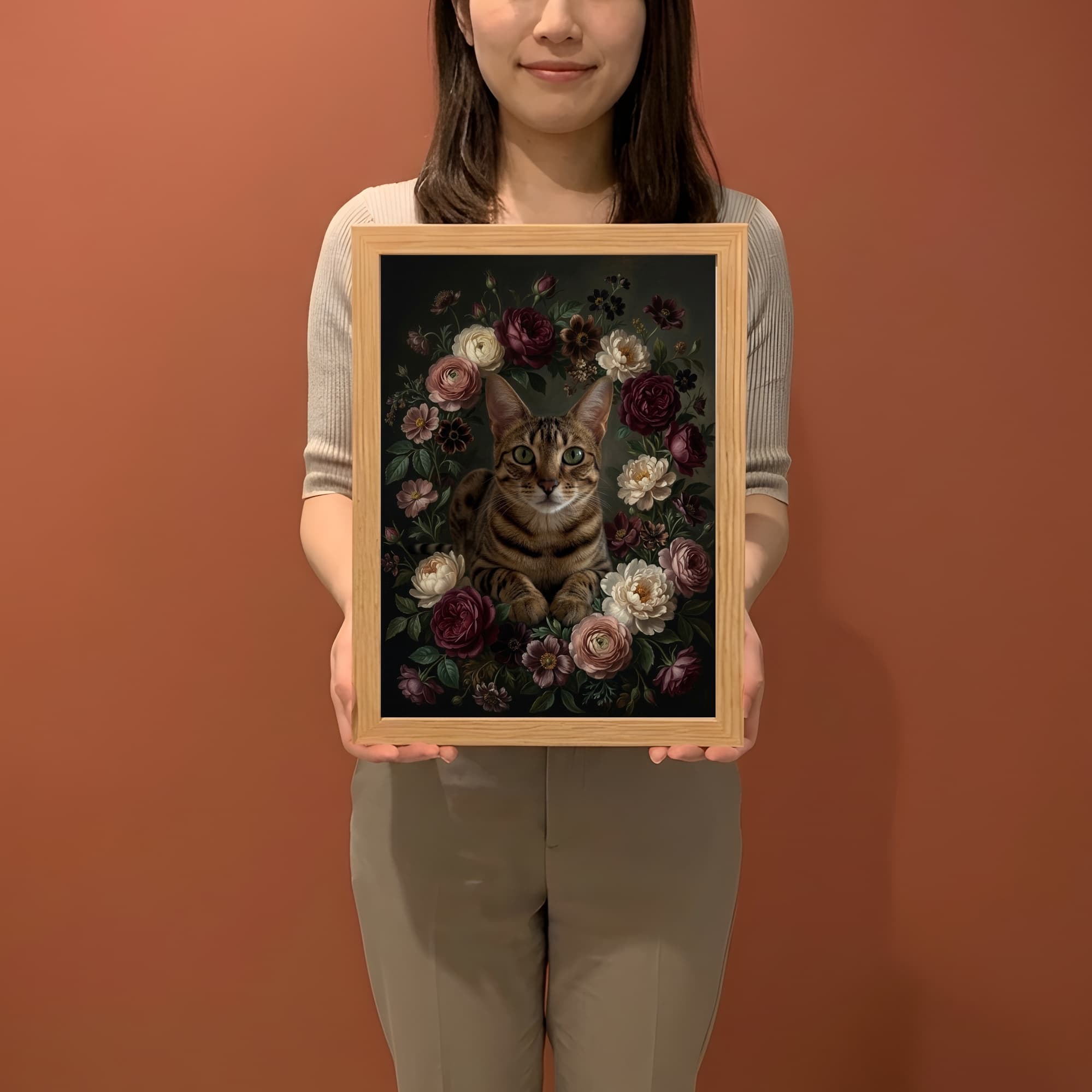 Ocicat Floral Oil-Painting Floral Framed Art Print (A4) 2