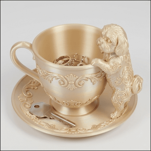 Shih Tzu Renaissance Portrait Trinket Tray (Silky Gold)