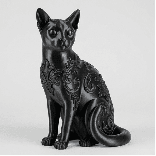 オシキャットのルネサンス肖像画置物(全身オブジェ)(シルクブラック)