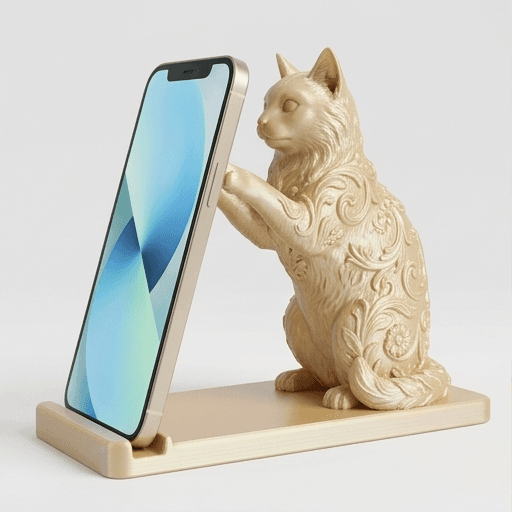 ターキッシュアンゴラのルネサンス肖像画スマホスタンド(シルクゴールド)