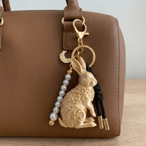Rex rabbit Renaissance Portrait Keychain (Silky Gold) 3