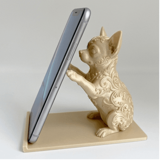 チワワのルネサンス肖像画スマホスタンド(シルクゴールド)