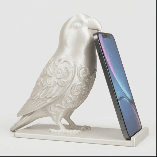 コザクラインコのルネサンス肖像画スマホスタンド(シルクホワイト)