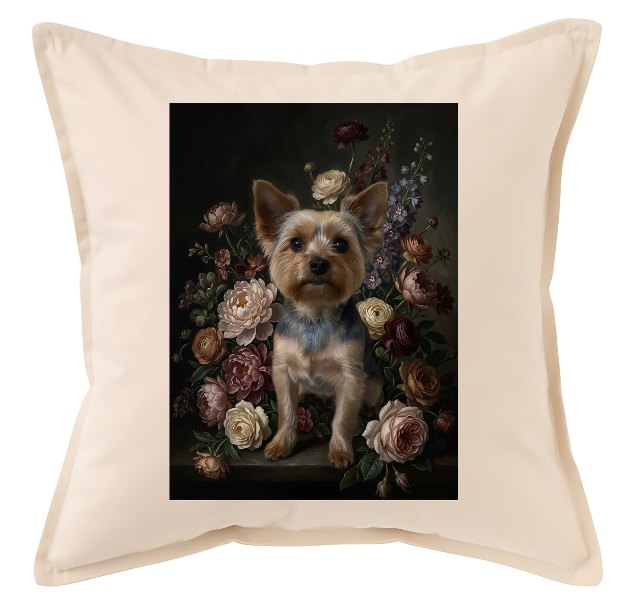 Yorkshire terrier Floral Oil-Painting Floral Cushion