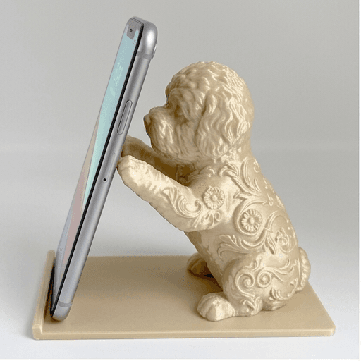 ビションフリーゼのルネサンス肖像画スマホスタンド(シルクゴールド)