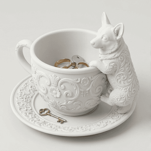 Pembroke Welsh corgi Renaissance Portrait Trinket Tray (Matte White)