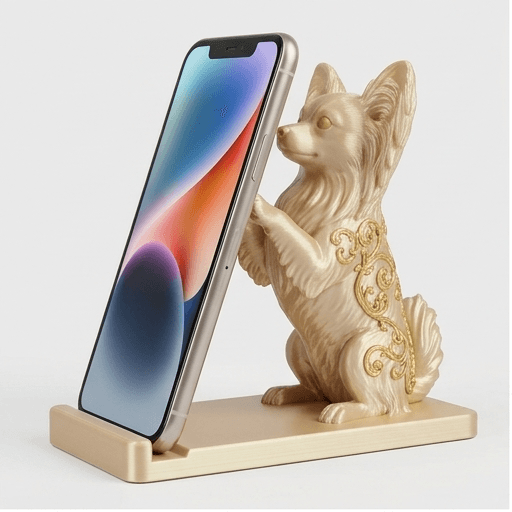 パピヨンのルネサンス肖像画スマホスタンド(シルクゴールド)