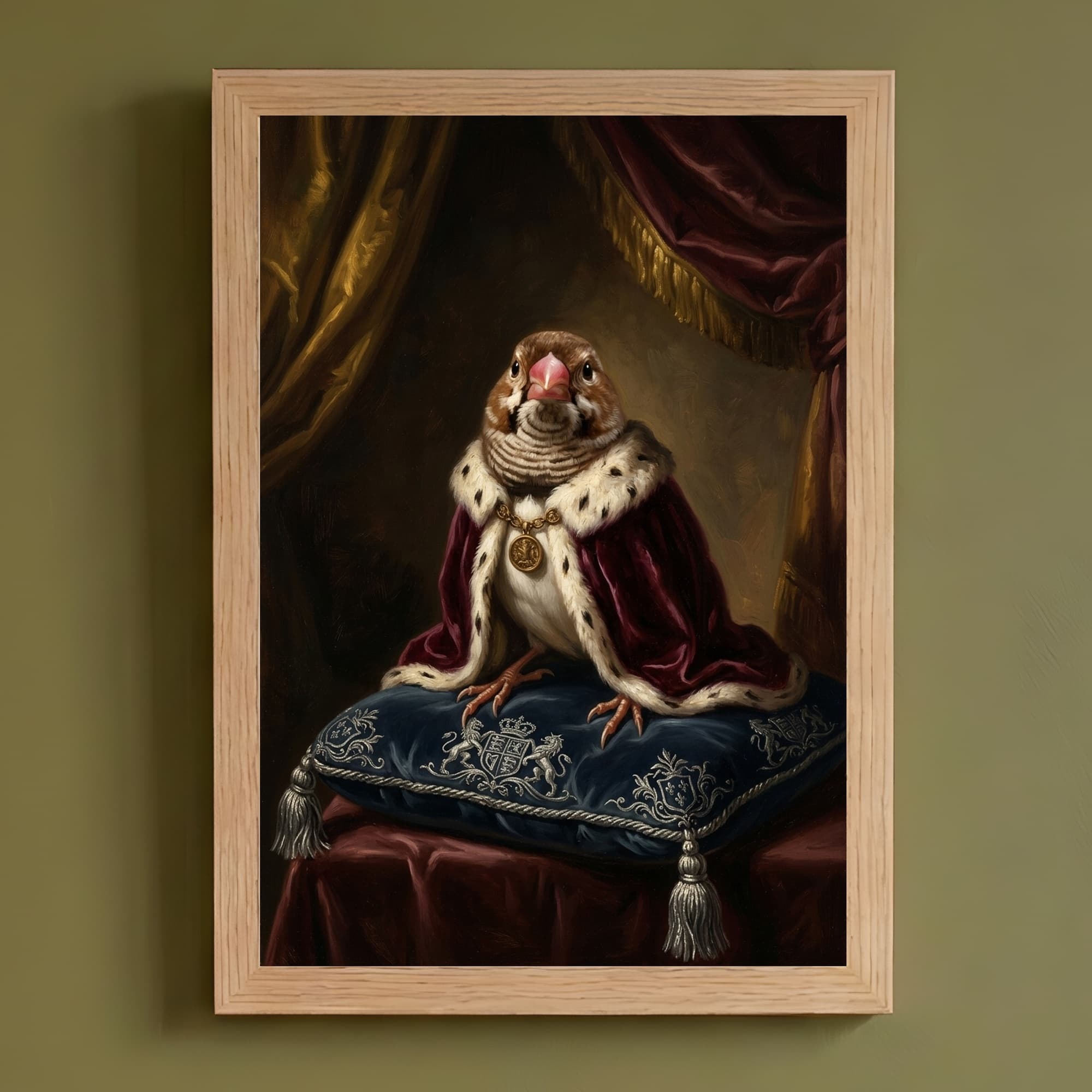 Bengalese finch Renaissance Portrait Framed Art Print (A4)