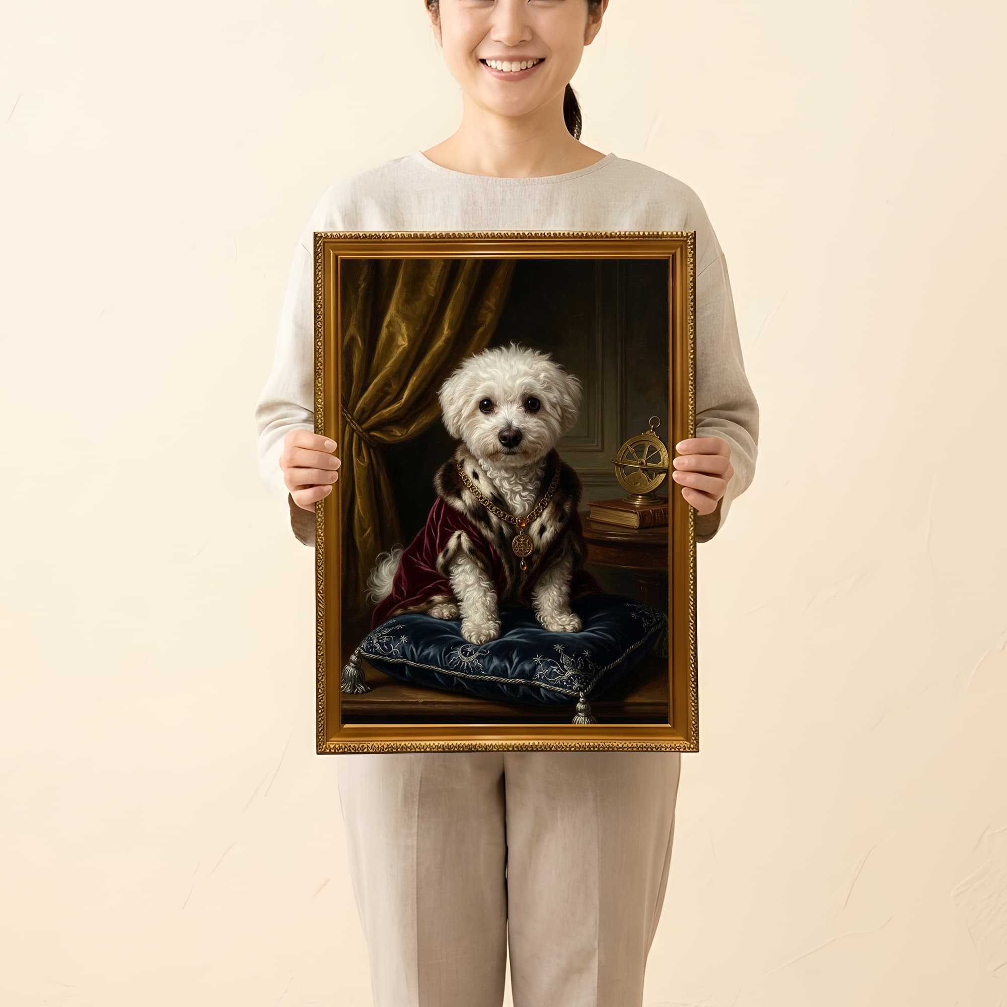 ビションフリーゼのルネサンス肖像画額装プリント(A3サイズ) 2