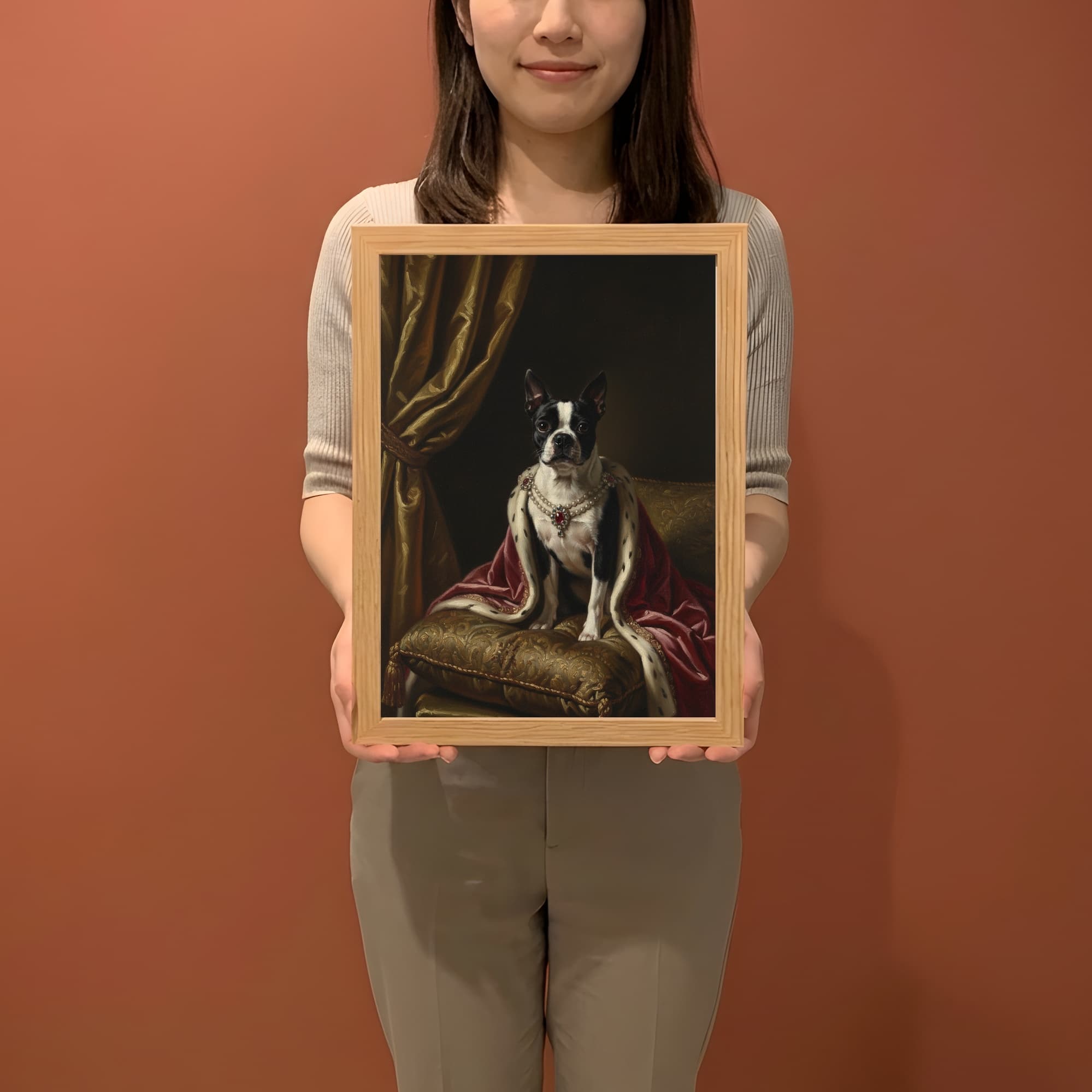 ボストンテリアのルネサンス肖像画額装プリント(A4サイズ) 2