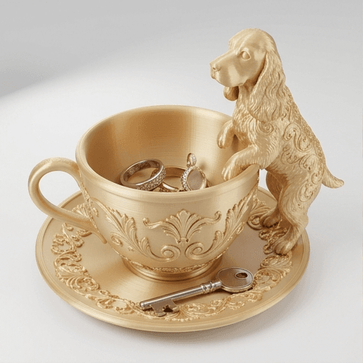 cocker spaniel Renaissance Portrait Trinket Tray (Silky Gold)