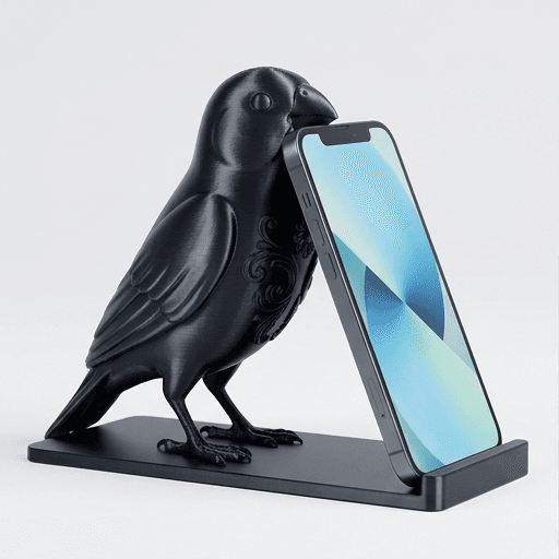 アサヒスズメのルネサンス肖像画スマホスタンド(シルクブラック)