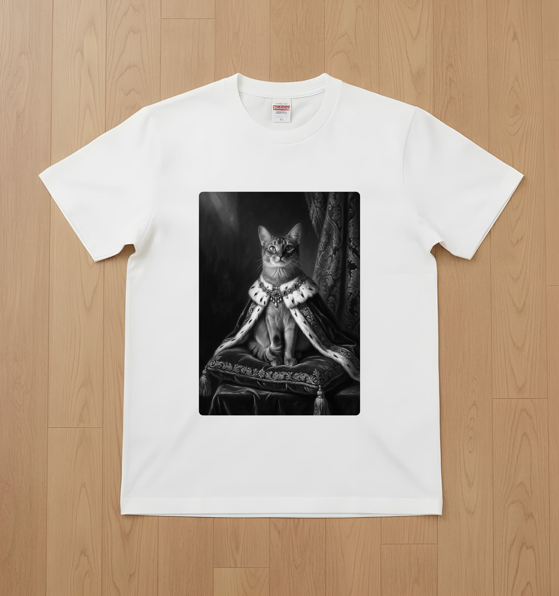 Somali Renaissance Portrait T-Shirt (White, Monochrome Print, No Frame)