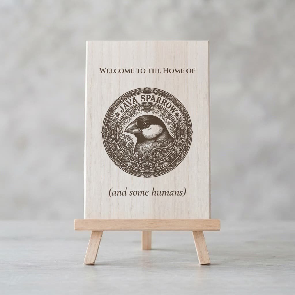Java sparrow Renaissance Portrait Wooden Welcome Board