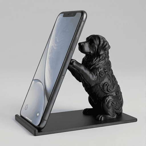 バーニーズマウンテンドッグのルネサンス肖像画スマホスタンド(シルクブラック)