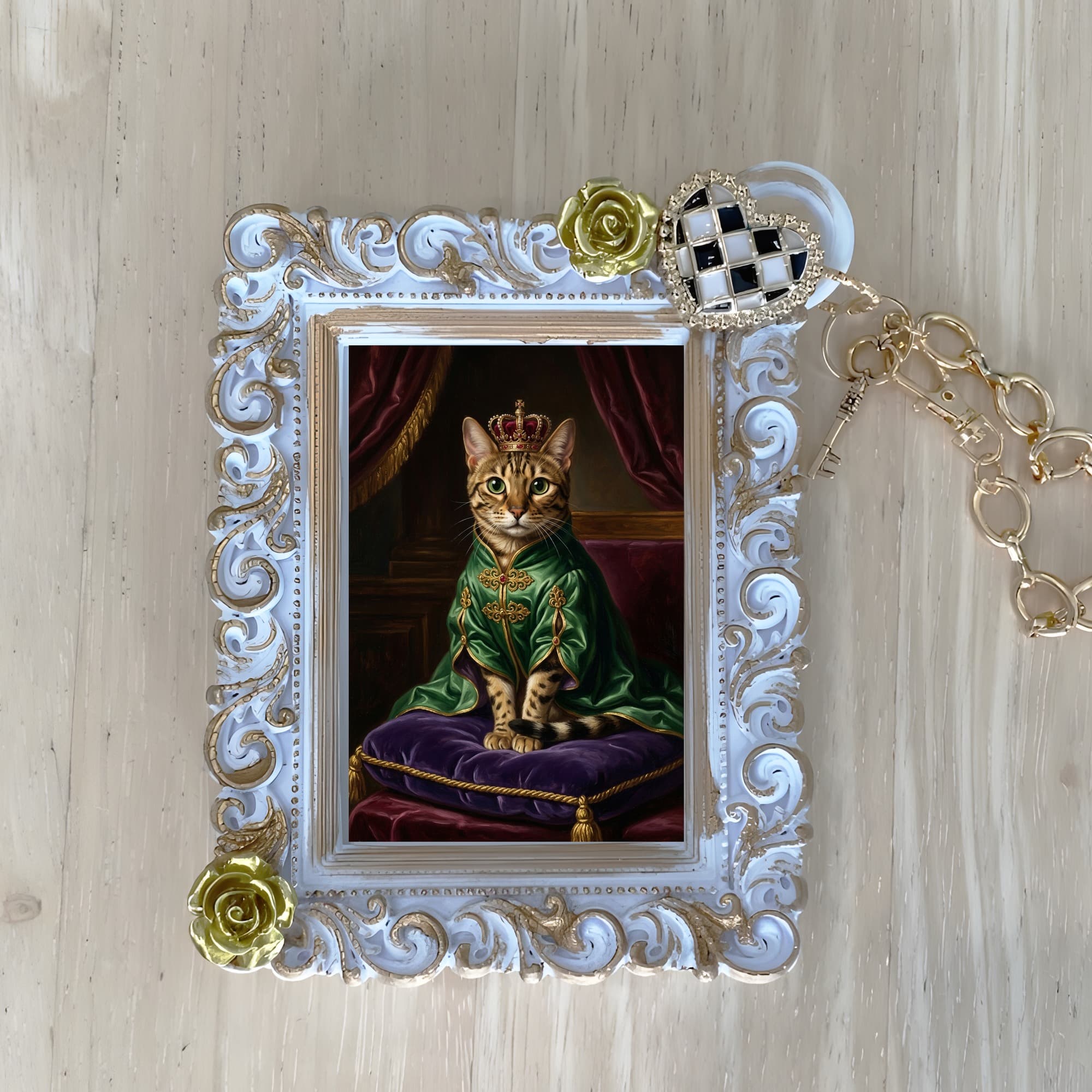 オシキャットのルネサンス肖像画バッグチャーム(ホワイト)