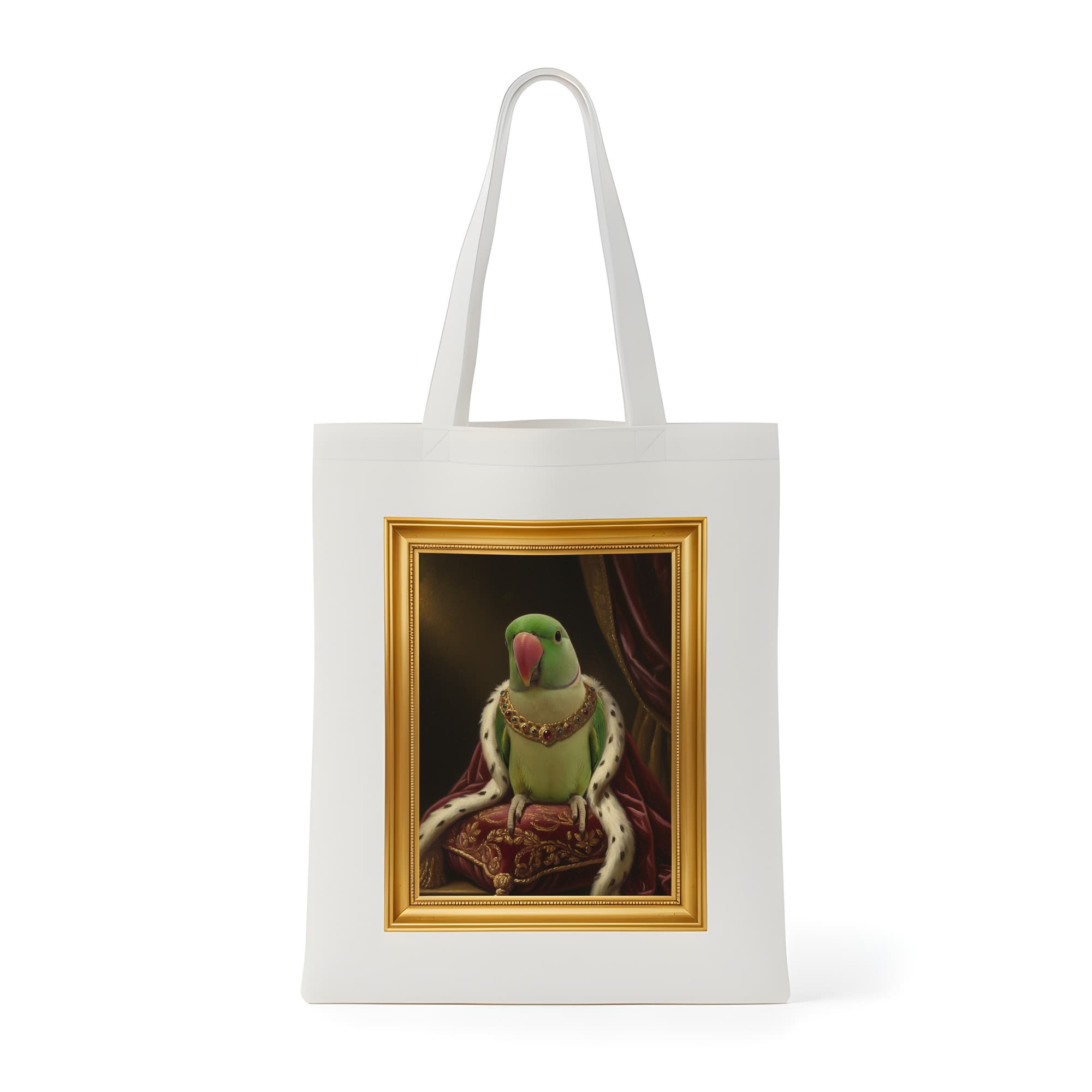 Alexandrine Parakeet Renaissance Portrait Tote Bag (Color Print, Framed Design)