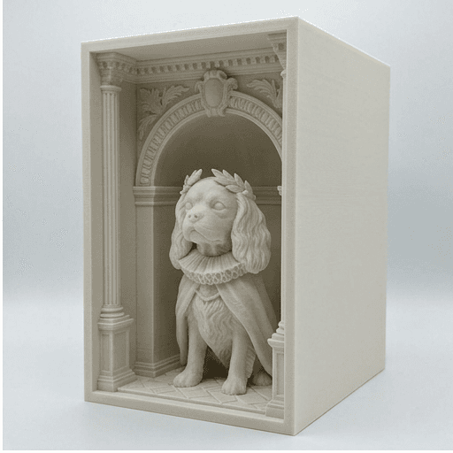 Cavalier King Charles spaniel Renaissance Portrait Booknook Diorama 2