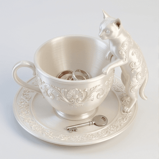 Russian Blue Renaissance Portrait Trinket Tray (Pearl White)