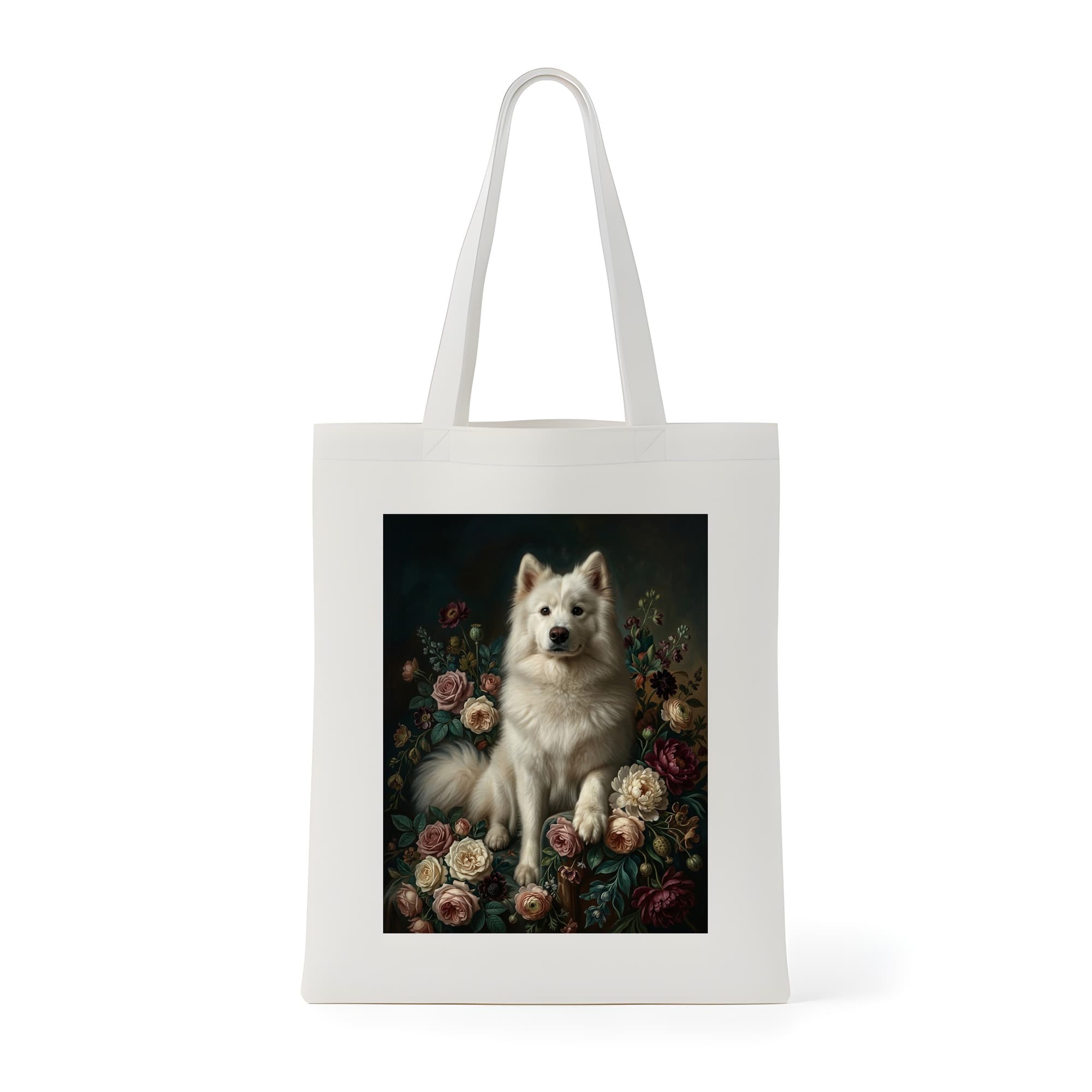 Samoyed Floral Oil-Painting Floral Tote Bag