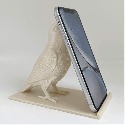 アレクサンドリンインコのルネサンス肖像画スマホスタンド(シルクホワイト)