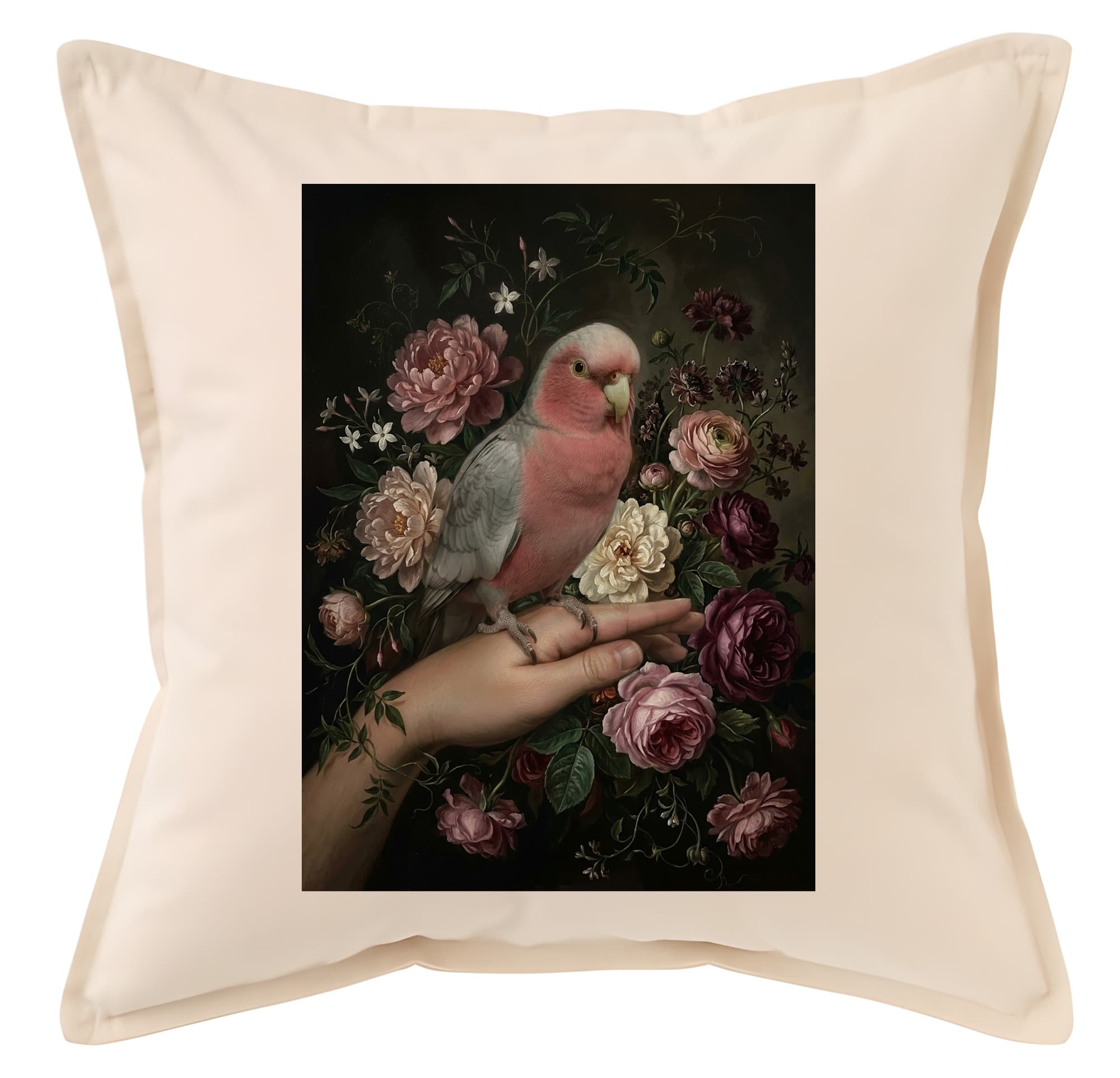 Galah Floral Oil-Painting Floral Cushion