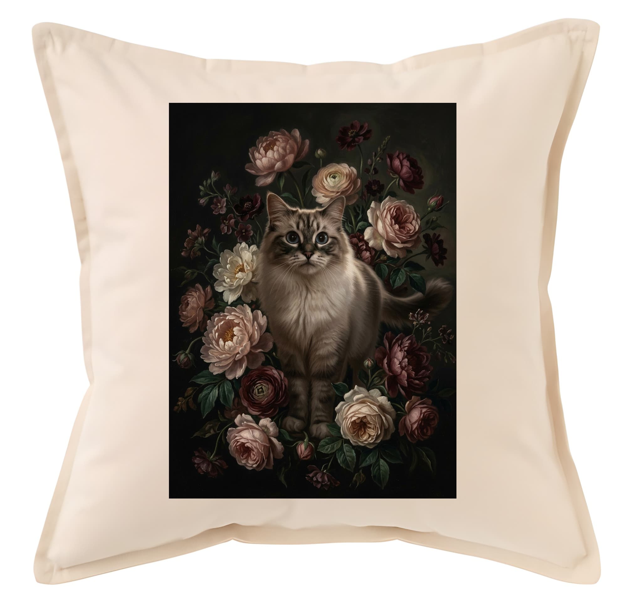 Ragdoll Floral Oil-Painting Floral Cushion