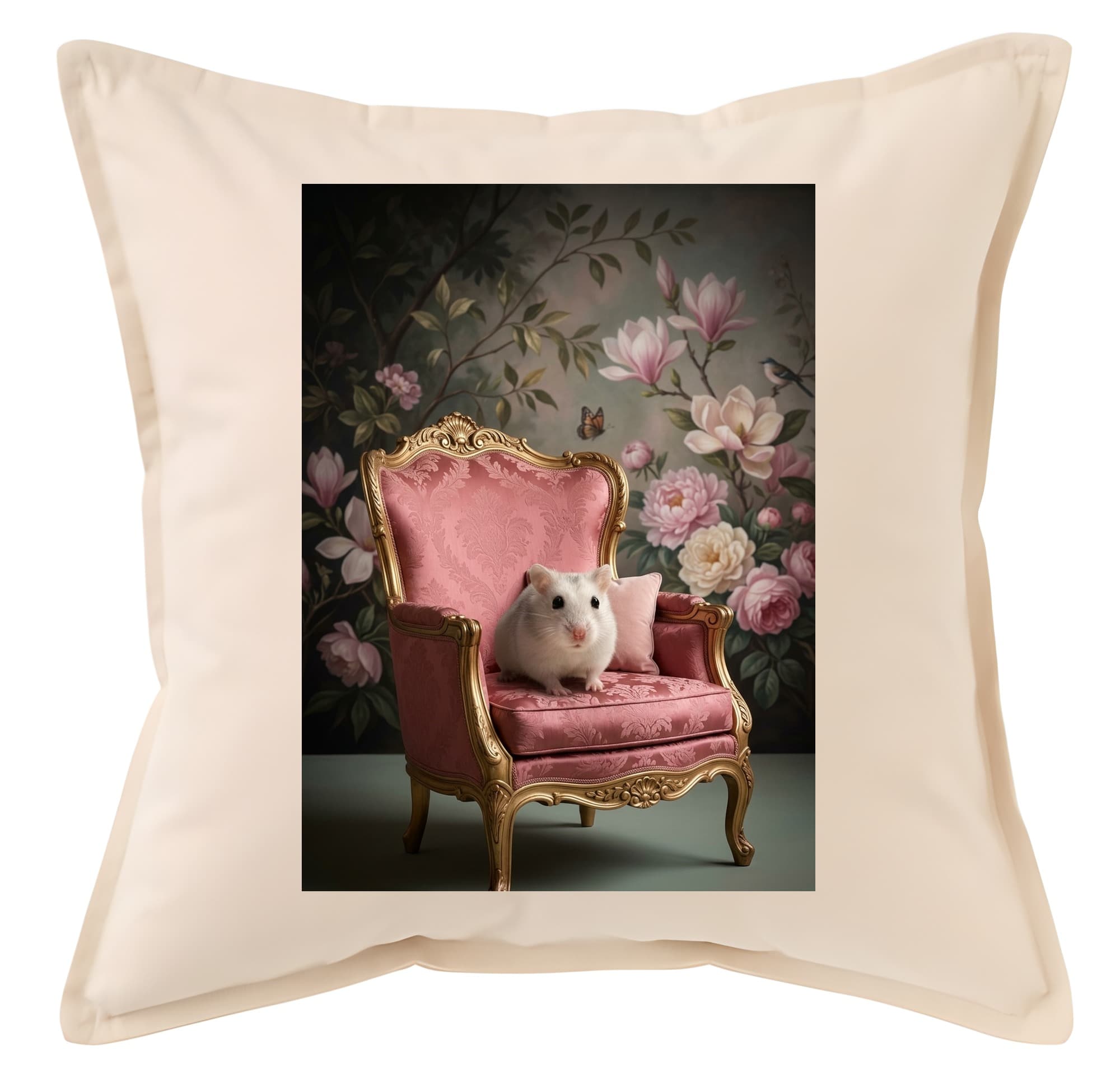 Pearl White hamster Shabby Pink Oil-Painting Rococo Cushion