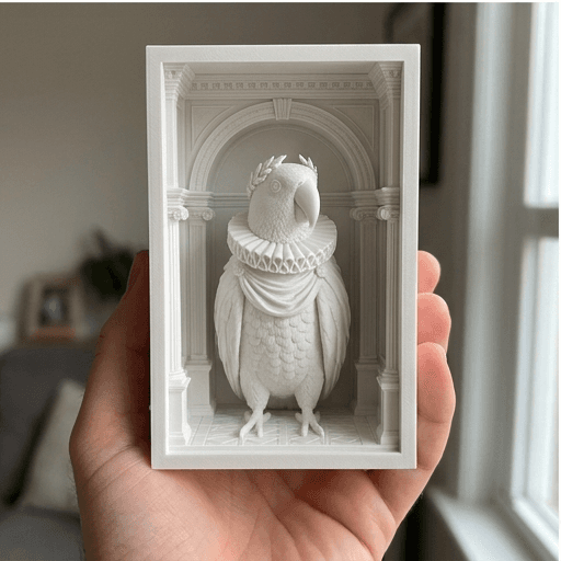 Eclectus Parrot Renaissance Portrait Booknook Diorama 3