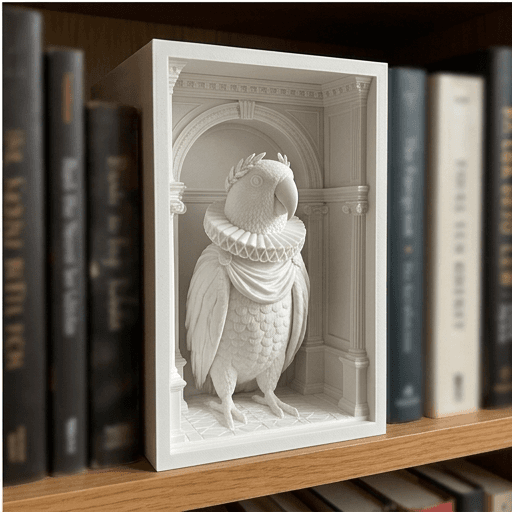 Eclectus Parrot Renaissance Portrait Booknook Diorama 4