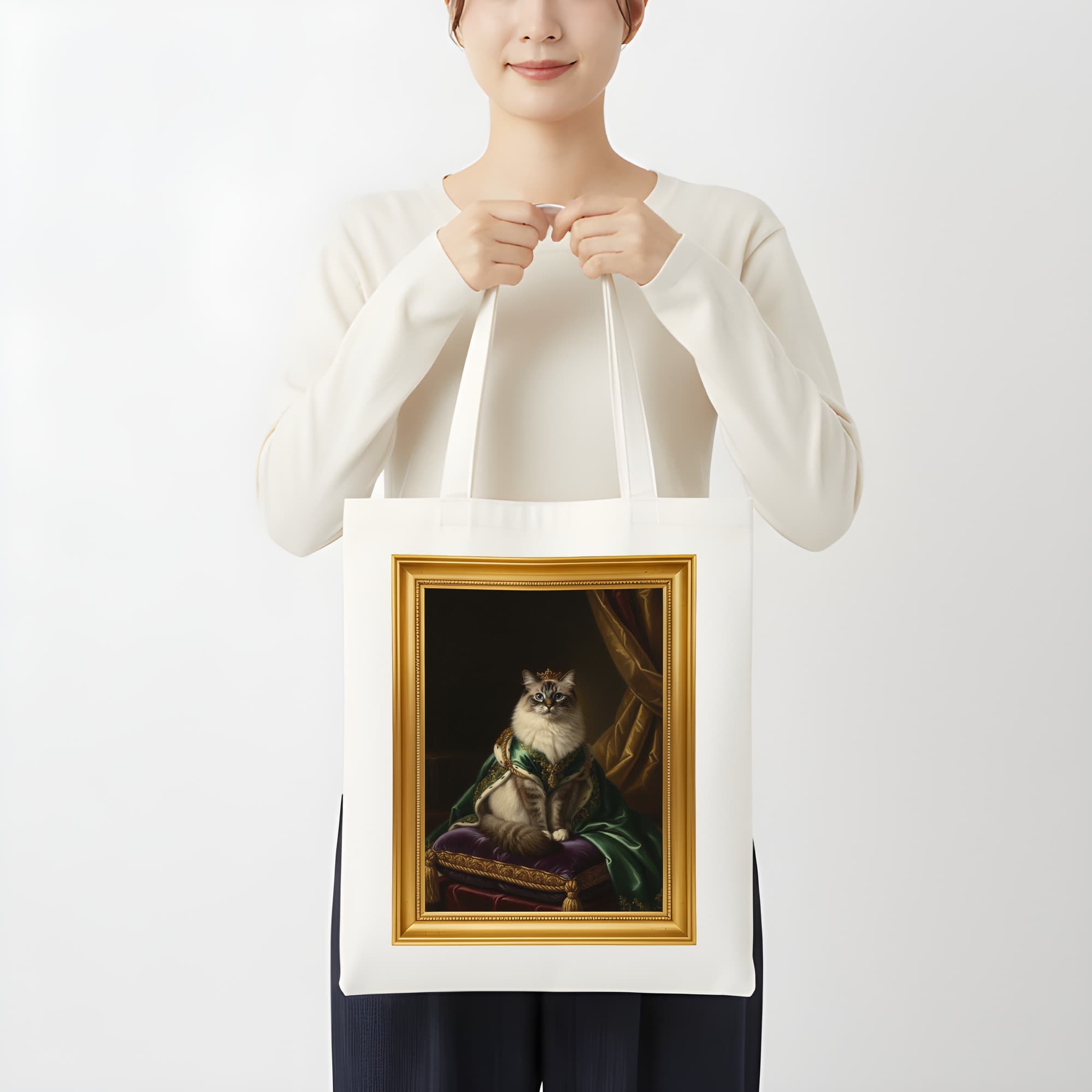 Ragdoll Renaissance Portrait Tote Bag (Color Print, Framed Design) 3