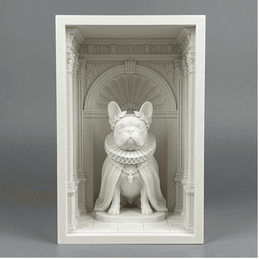 French bulldog Renaissance Portrait Booknook Diorama