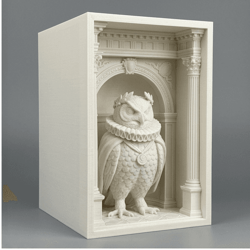 Bengal eagle owl Renaissance Portrait Booknook Diorama 2