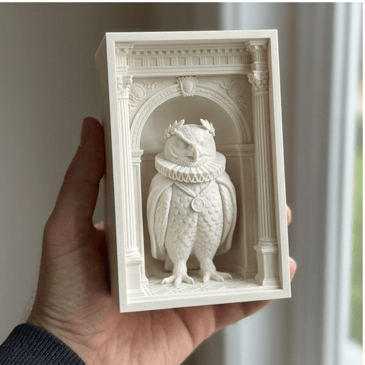 Bengal eagle owl Renaissance Portrait Booknook Diorama 3