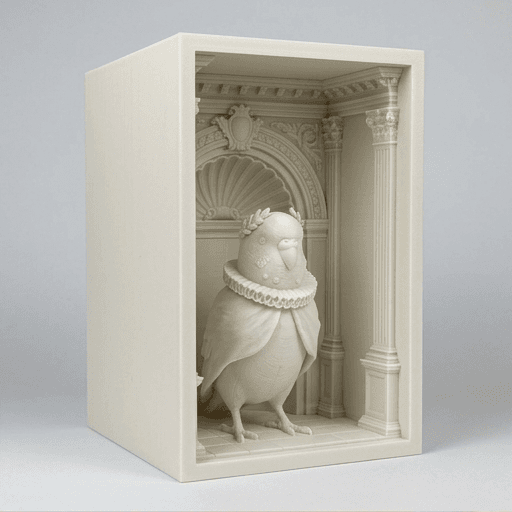 Budgerigar Renaissance Portrait Booknook Diorama 2