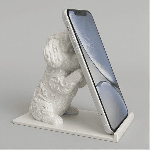 ビションフリーゼのルネサンス肖像画スマホスタンド(シルクホワイト)