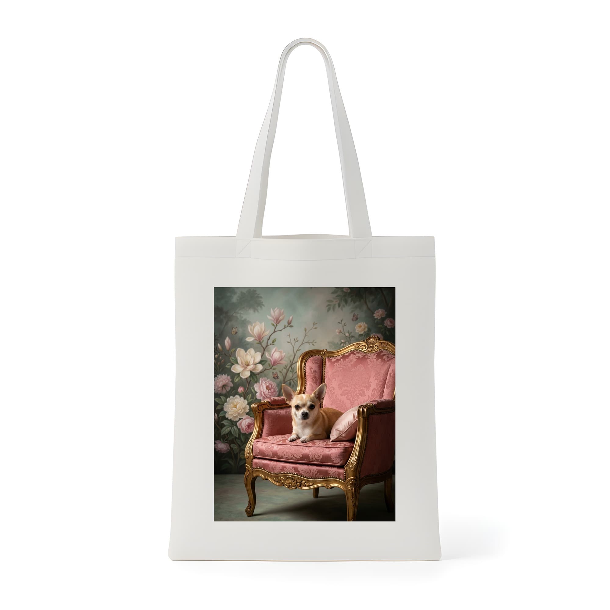 chihuahua Shabby Pink Oil-Painting Rococo Tote Bag