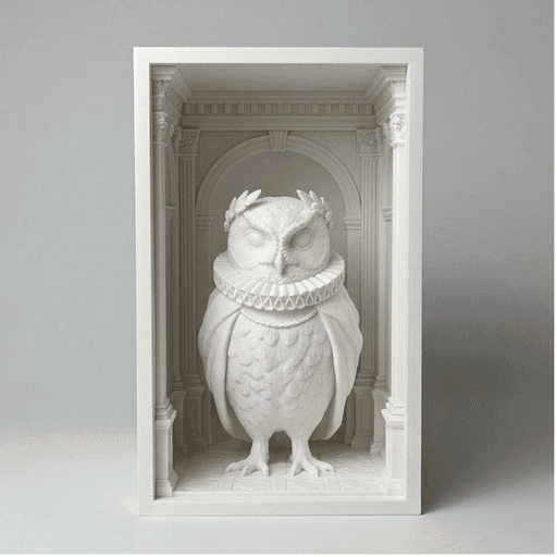 コノハズクのルネサンス肖像画ブックヌーク