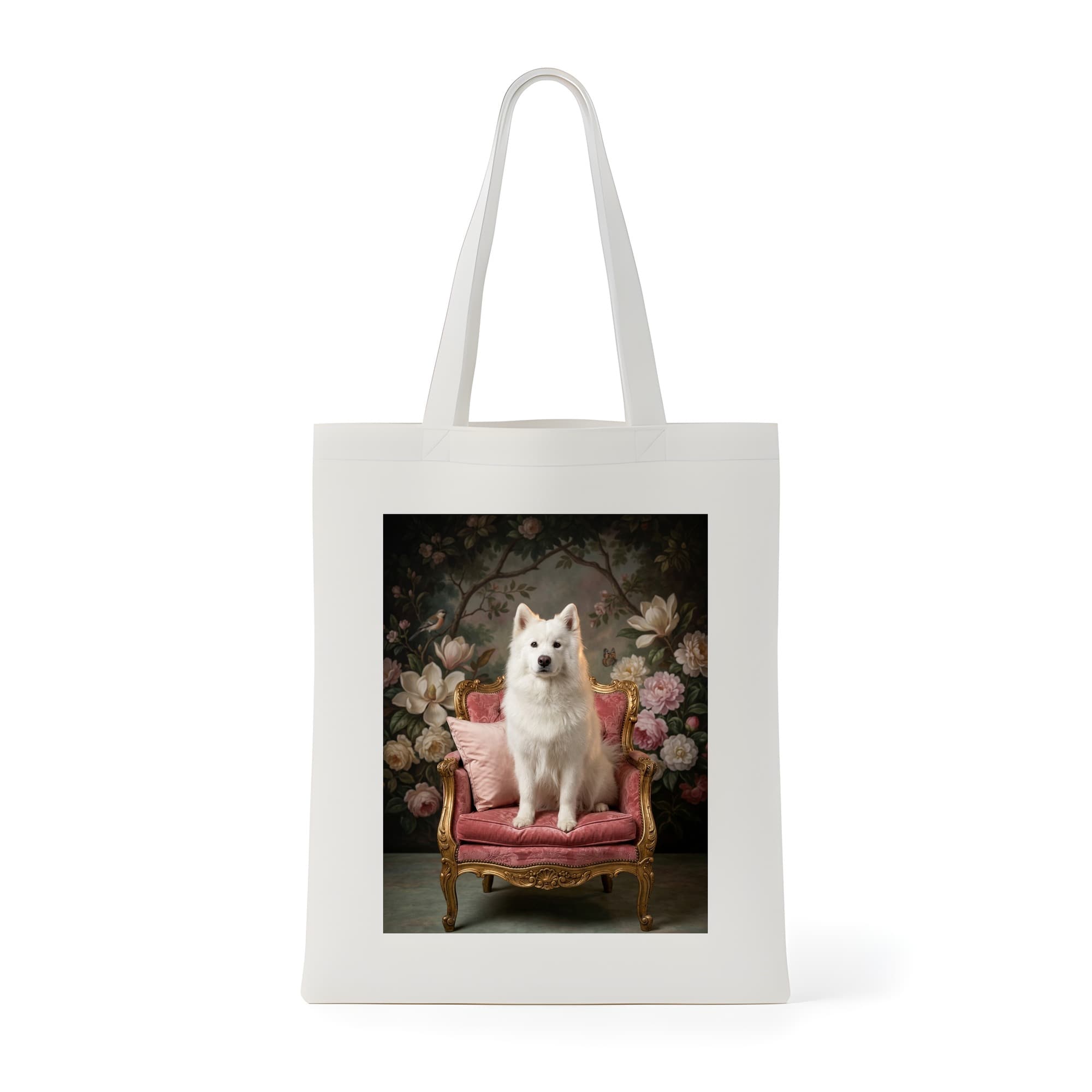 Samoyed Shabby Pink Oil-Painting Rococo Tote Bag