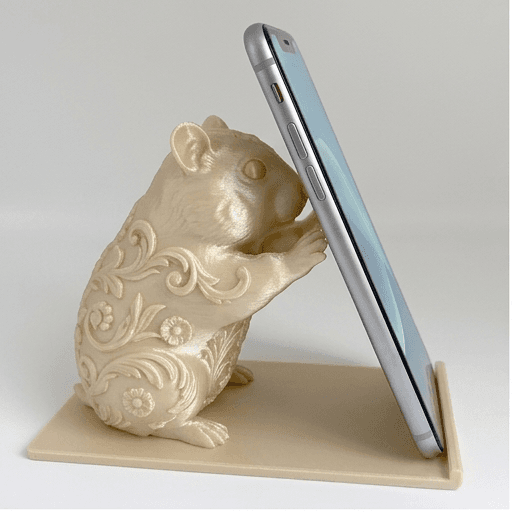 Winter White hamster Renaissance Portrait Phone Stand (Silky Gold)