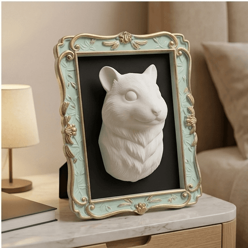 Winter White hamster Renaissance Portrait Wall Relief