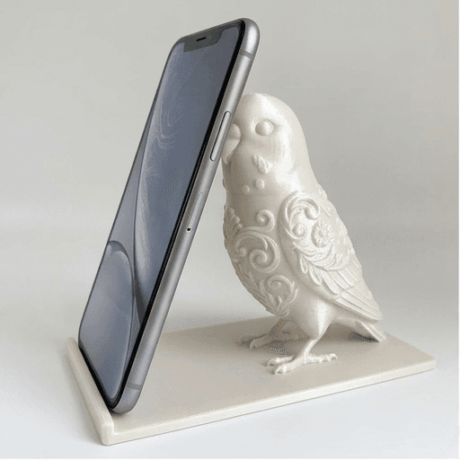 セキセイインコのルネサンス肖像画スマホスタンド(シルクホワイト)