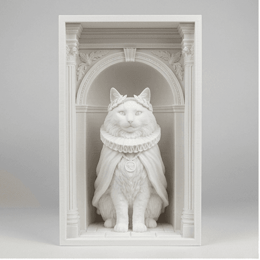 ノルウェージャンフォレストキャットのルネサンス肖像画ブックヌーク
