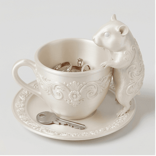 キンクマハムスターのルネサンス肖像画アクセサリートレイ(シルクホワイト)